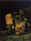 Vincent Van Gogh Wall Art - Glass with Roses